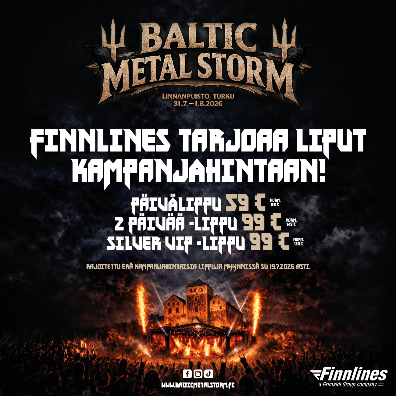 Finnlines tarjoaa pääsyliput Baltic Metal Storm -festivaaleille huippuhintaan!
